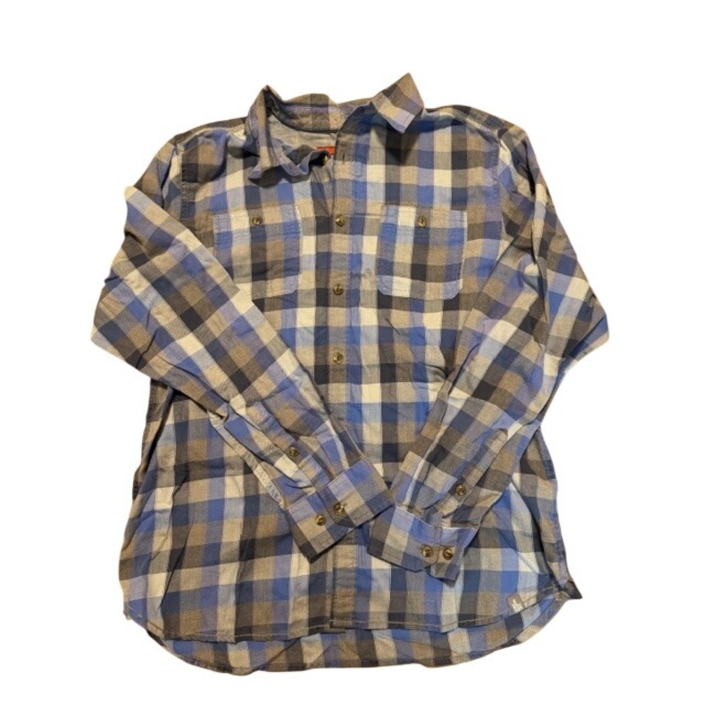 The North Face Mens Plaid Button Down Shirt Blue‎ Grey Check Long Sleeve Large